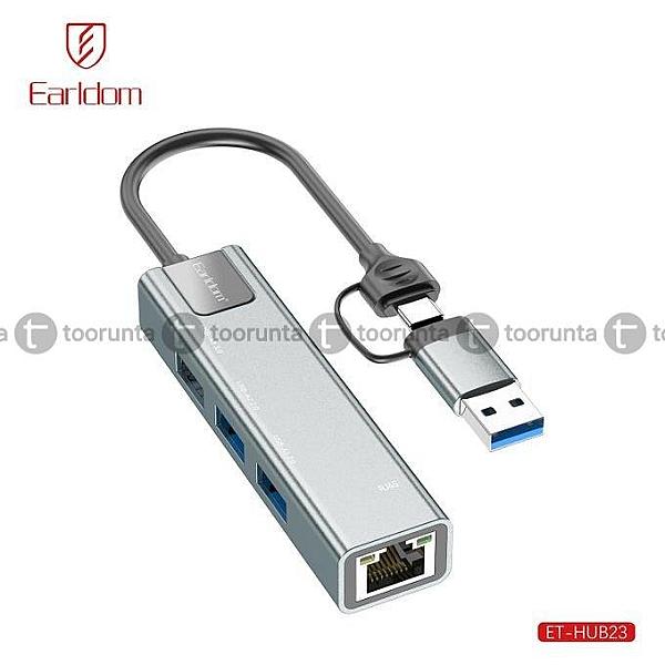 Earldom Et-hub23 Usb-a & Usb-c Hub With Rj45 Lan