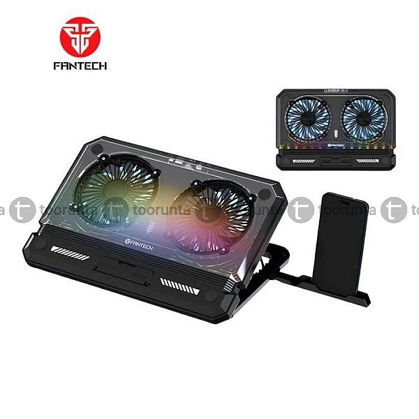 Fantech Nc21 Notebook Cooler Laptop Colling Pad With Rgb Lighting & Quick Access Phone Holder