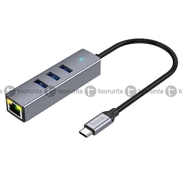 Hoco Hb34 Type C To 4 (Usb 3.0*3+rj45) Gigabyte Adapter
