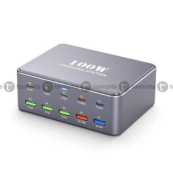 Hw33 100w Type-c + Usb 10 Port Desktop Fast Charger