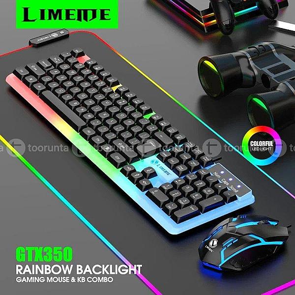 Limeide Gtx350 Wired Membrane Gaming Office Keyboard Mouse With Colorful Lighting 104 Keys