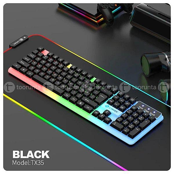 Limeide Tx35 Wired Membrane Gaming Office Keyboard With Colorful Lighting 104 Keys