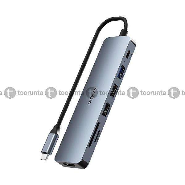 Moxom Hx-hb07 7 In 1 Usb 3.0 Hub With 100w Pd, Sd/tff Card Reader Led Indicators