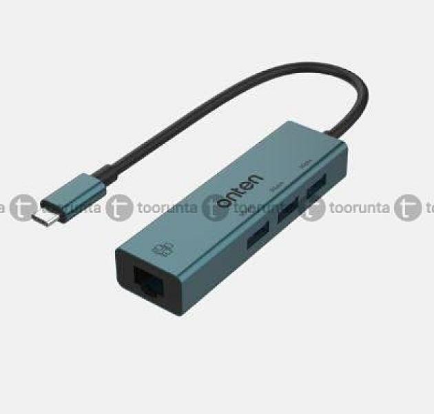 Onten 9595 Usb-c To 3-ports Usb 3.0 Hub With 100m Ethernet Adapter