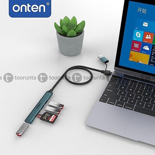 Onten Uca9705 5 In 2 Type-c / Usb3.0 Card Reader With 3 Ports Usb Hub