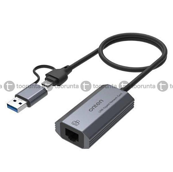 Onten Ue101 2 In 1 Usb3.0 Gigabit Network Card Usb-c/type-c To Network Port Usb Hub