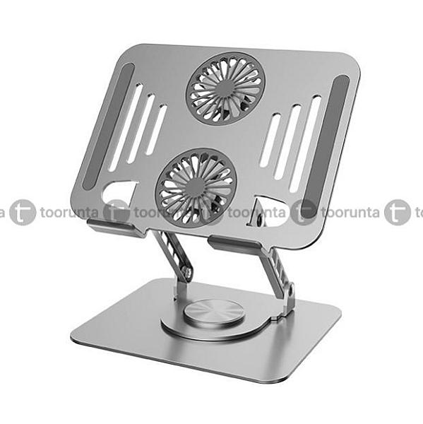 Sturdy Aluminum 360° Rotation Ergonomic Laptop Stand Cooler Height Adjustment & Anti-slip Pads