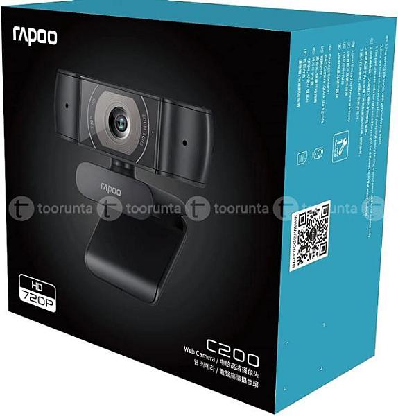 Rapoo C200 720p/30fps Hd Usb Webcam -Dual Noise Reduction Mic -100 Wide-angle Lens -Blackrapoo C200 720p/30fps Hd Usb Webcam -Dual Noise Reduction Mic -100 Wide-angle Lens -Black