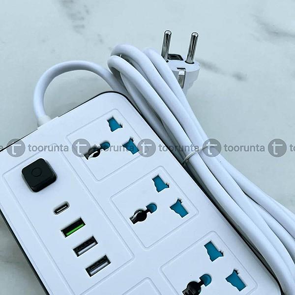 2000w Multiplug/extension Socket/electric Cord Strips, 3 Usb Port & C-type Charging Port