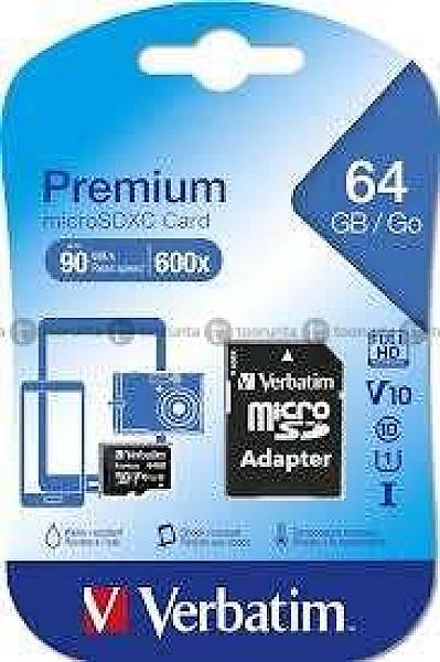 Premium Microsdxc Card 64gb Verbatimpremium Microsdxc Card 64gb Verbatim