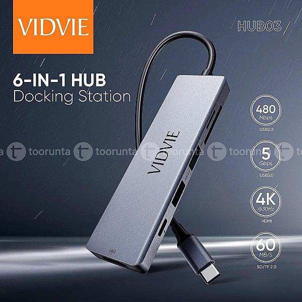 Vidvie Hub03 6 In 1 Hub Docking Station