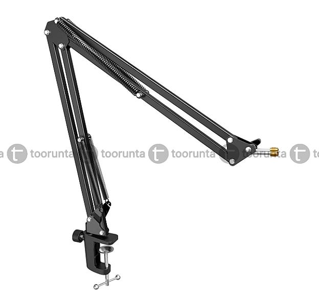 Fifine Cs1 Suspension Boom Scissor Mic Stand With Heavy Duty Clamp, 3/8″ To 5/8″ Adapter