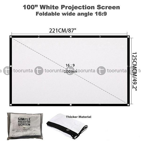 100 Inch Indoor Outdoor Dual Front Rear Portable Projector Screen
