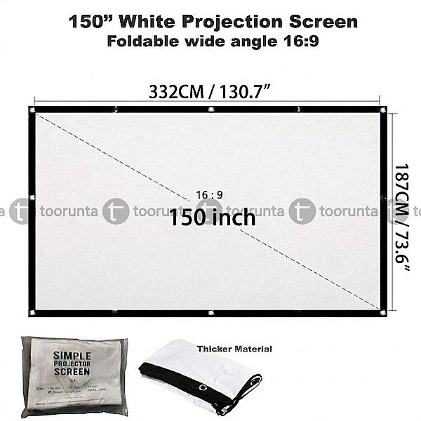 150 Inch Indoor Outdoor Dual Front Rear Portable Projector Screen