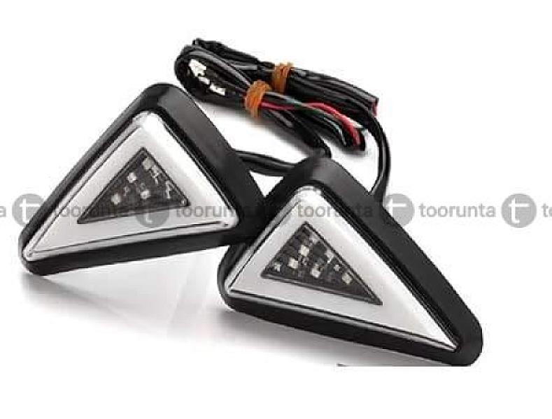 Triangle Body Indicator Light Flush Led Motorcycle Turn Signal Blinkers Indicator White & Yellow