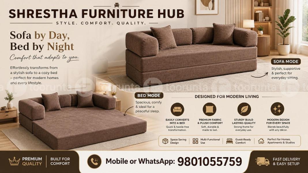 Multi-functional Modern Freely Combinable Modular Sofa Floor Couch & Guest Bed With Textured Fabric