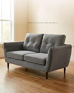 Mid-Century Modern 2-Seater Couch - Light Grey