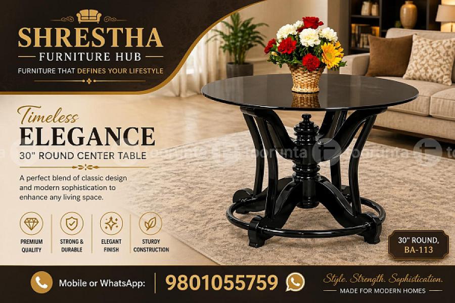 Premium 30" Round Glass Center Table With Tinted Circular Top (Ba-113)