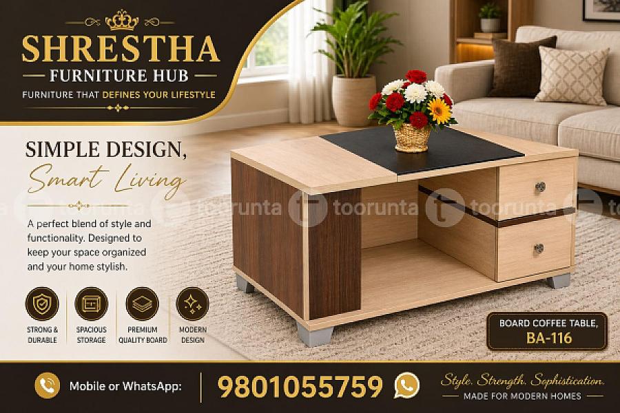 Premium Multi-tone Wooden Center Table With Dual Drawers And Integrated Storage(ba-116)
