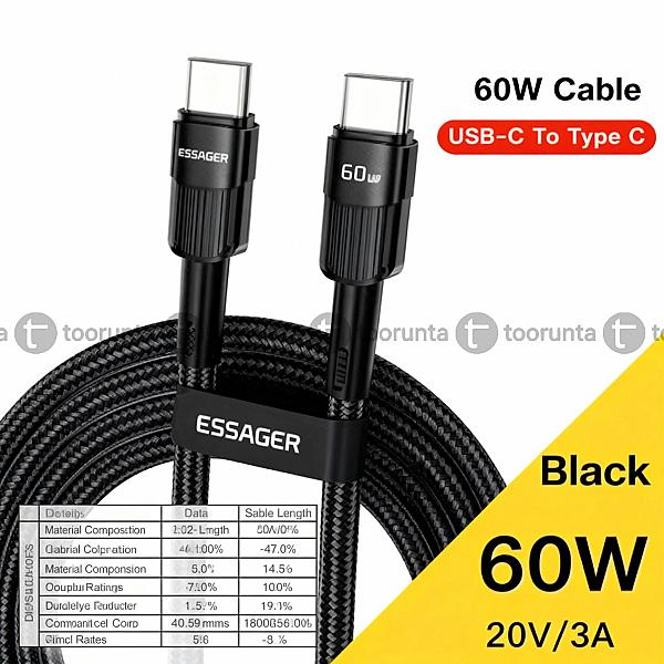 Essager 60W Type-C to Type-C Fast Charging Cable