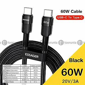 Essager 60W Type-C to Type-C Fast Charging Cable
