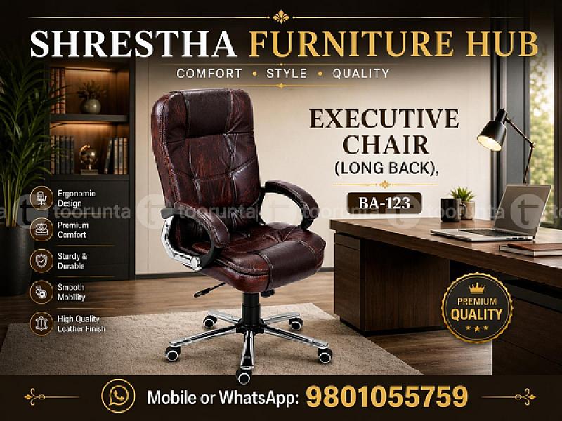 Modern Executive Long Back Office Chair – Ergonomic High-back Luxury Leatherette Desk Chair (Ba-123)