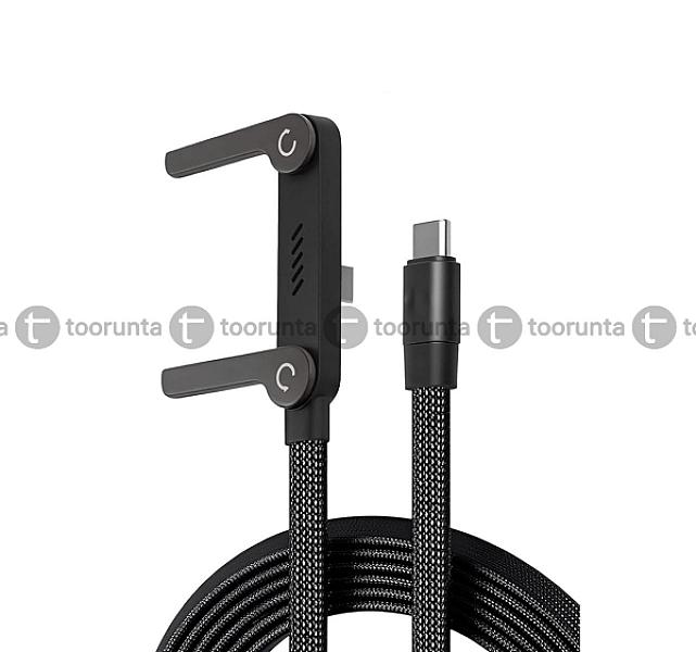 Solid 240 Watt Charging Cable Usb-c To C Cable With Built-in Foldable Phone Stand