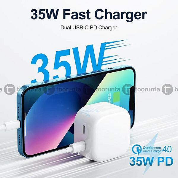Joyroom L-2p356 35w Mini Intelligent Dual Port Fast Pd Charger