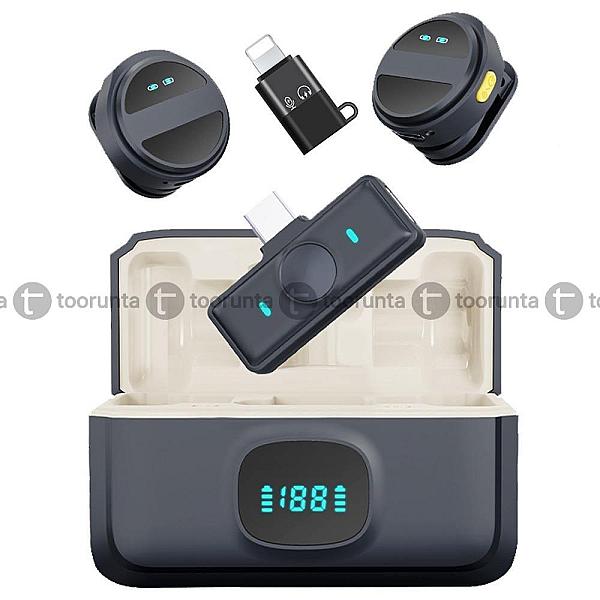 Sx21 2.4g Smart Clip-on Wireless Microphone Withtype-c Port  And Lightning Adapter