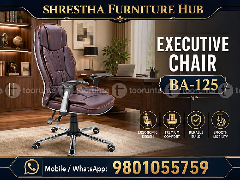 Modern Executive Office Chair, Ergonomic High-back Computer Desk Chair With Contrast Stitching & Lumbar Support (Ba-125)
