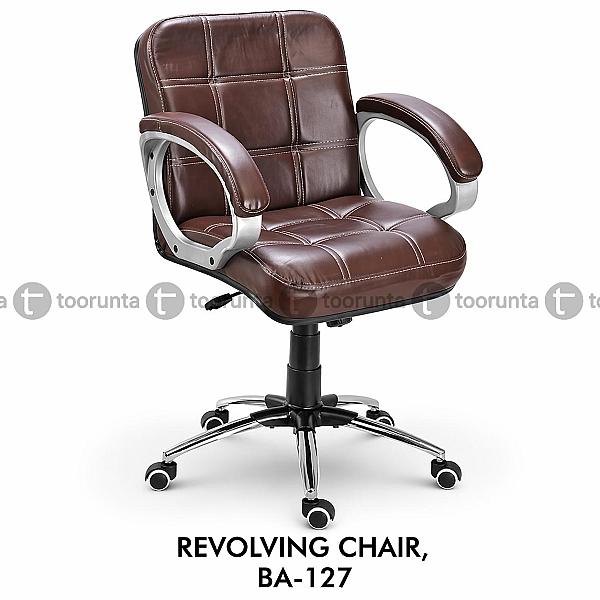 Ergonomic Mid-back Revolving Office Chair, Luxury Double Cushion Leatherette Desk Chair With Accent Stitching (Ba-127)
