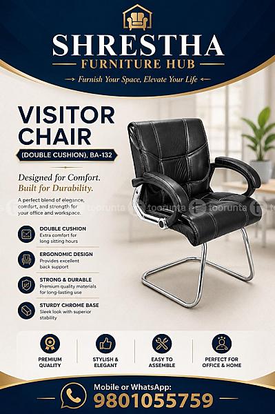 Premium Double Cushion Premium Leatherette Boardroom & Office Lounge Visitor Chair(ba-132)