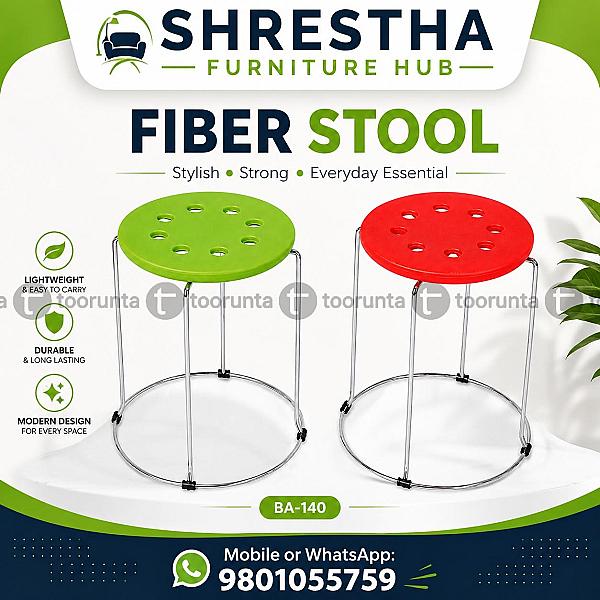 Premium Fiber Stool, Stackable Round Plastic Utility Stool With Heavy-duty Chrome Legs & Perforated Airflow Design(ba-140)