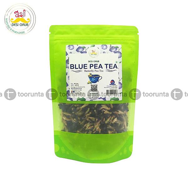 Desi Grub Blue Pea Tea 40 Gms | Butterfly Pea Flower Tisane: Natural Elixir For Relaxation And Wellness