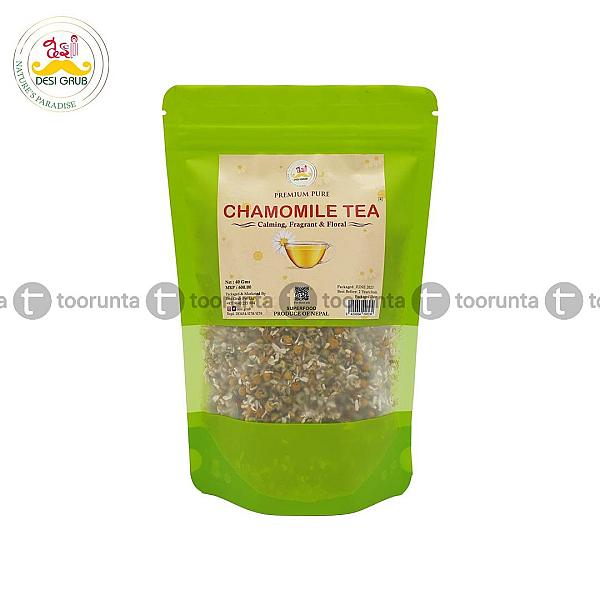 Desi Grub Premium Chamomile Flower Tea 40g: Pure Whole Flower Buds For Sleep And Stress Relief | Caffeine-free Herbal Tisane