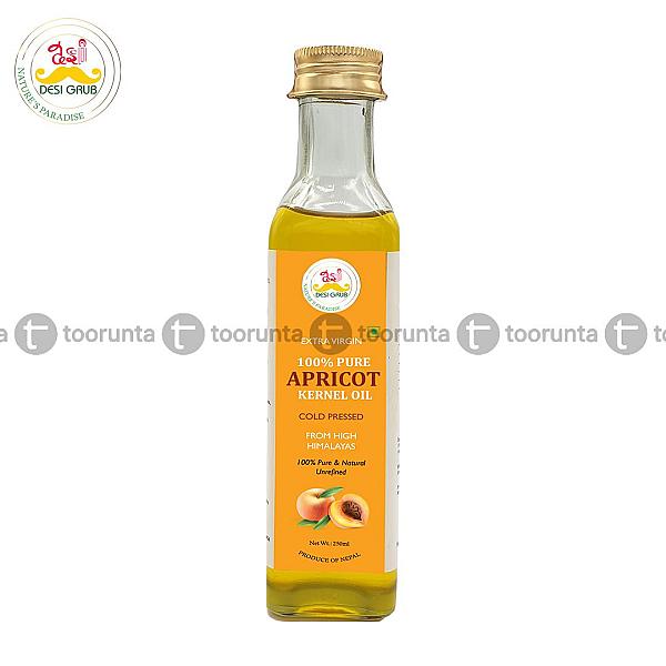 Desi Grub Apricot Kernel Oil 250ml: Extra Virgin, Cold-pressed, Edible, High Himalayan