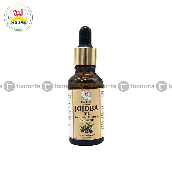Desi Grub Golden Jojoba Oil 30ml – Cold-pressed, Pure & Natural For Skincare & Haircare