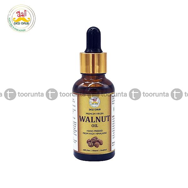 Desi Grub Pure Walnut Oil 30ml | Hand Pressed Himalayan | Supports Heart Health, Glowing Skin & Strong Hair