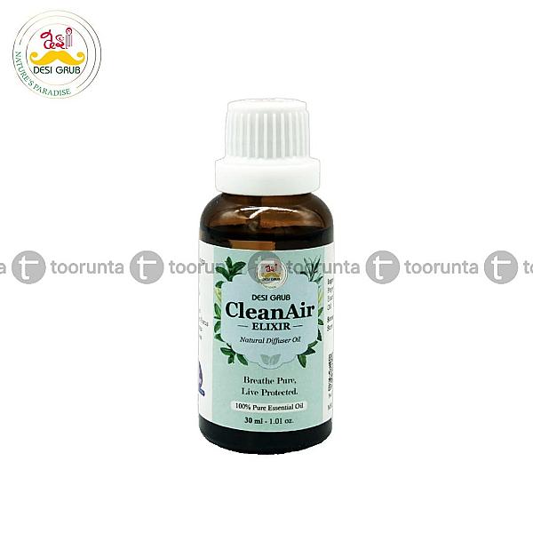 Desi Grub Cleanair Elixir 30ml – Essential Oil Blend For Air Purification, Breathing, Focus & Meditation