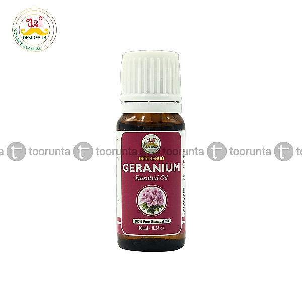 Desi Grub Geranium Essential Oil 10ml – Pure Floral Oil For Skin Balance, Mood & Aromatherapy