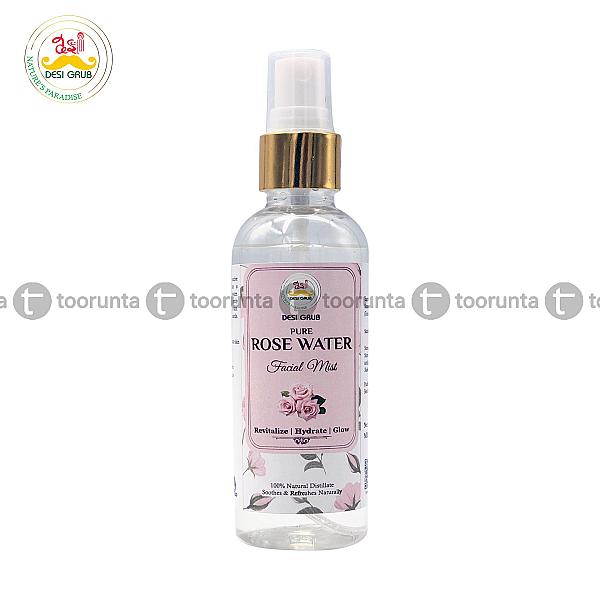 Desi Grub Rosewater 100 Ml | 100% Natural Steam-distilled, Hydrating & Soothing Facial Mist & Toner