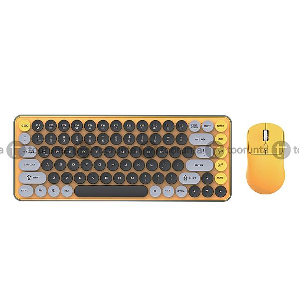 Hk05 Two Modes Wireless Keyboard & Mouse Combo – Retro Round Keycaps (2.4g + Bluetooth)