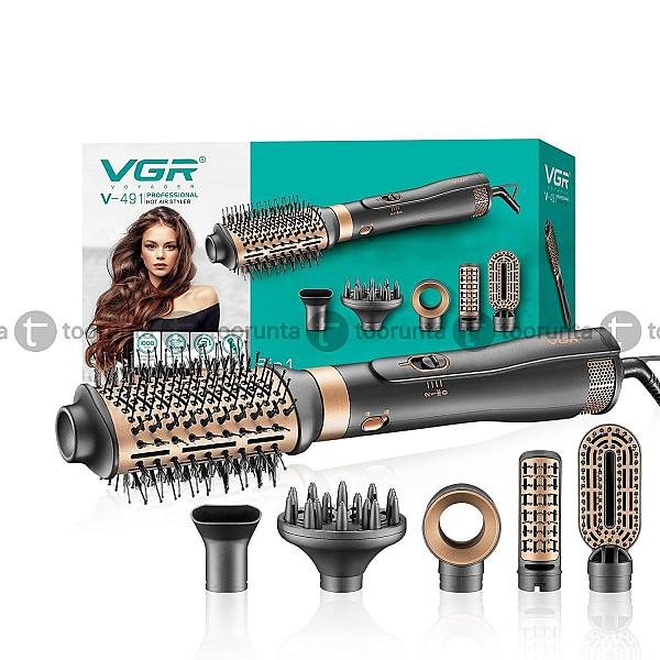 Vgr V491 Professional 6-in-1 Hot Air Styler (1000w, Black) – Fast Drying, Curling & Volumizing With Interchangeable Brushes