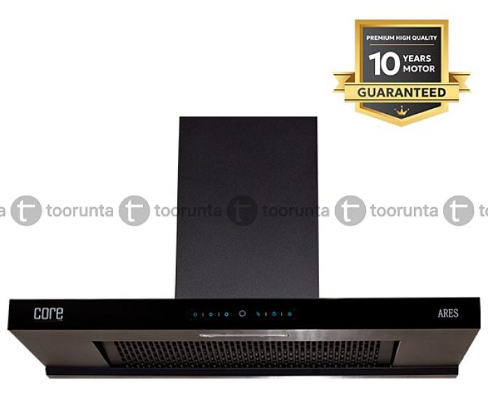 Core T-shaped Chimney Hood Ares 90 Bk Fl - 90 Cm