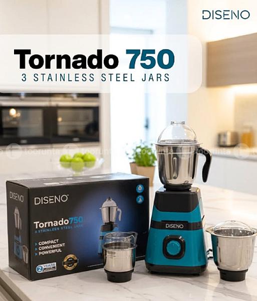 Diseno 3 Jar Mixer Grinder Tornado 750 Watts Copper Motor