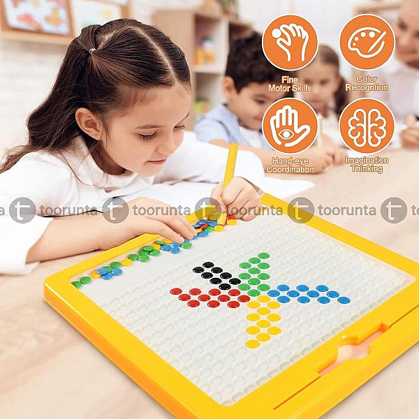 Large Magnetic Drawing Board For Kids Montessori Color Matching Dot Art Toy With 2 Pens