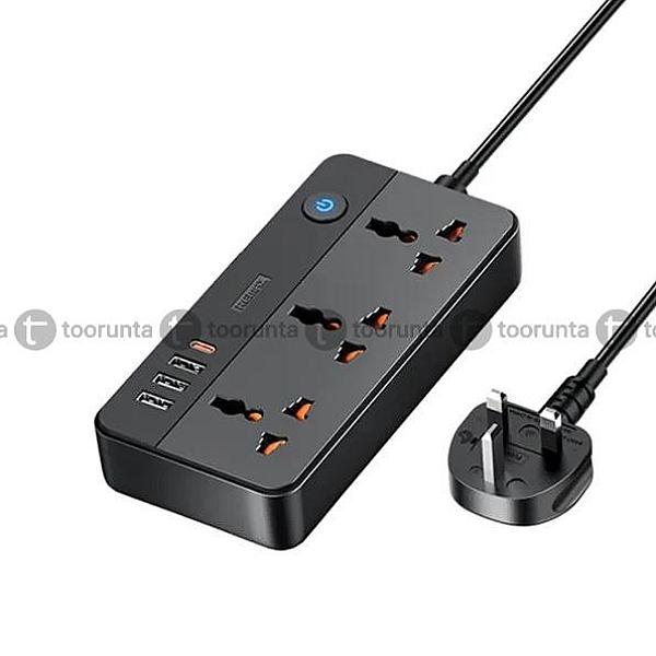 Remax Rp-u153 20w Fast Charging Multi-plug Power Strip With Usb And Type-c Ports