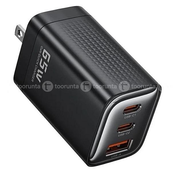 Toocki Rx01 65w Gan Fast Charger 3-port Usb-c/a Pd 3.0 & Qc 4.0 Adapter