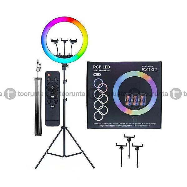 Mj18 45cm Rgb Led Ring Fill Light Includes 3 Phone Holders Remote And 7 Ft. Stand