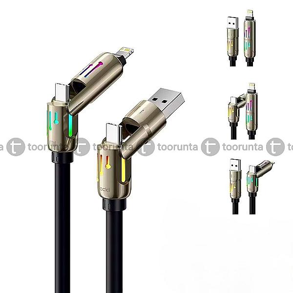Toocki Gz01 240w 4-in-1 Multi Fast Charging Cable 2m Silky Silicone Cord Rgb Glow Light